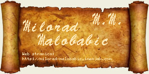 Milorad Malobabić vizit kartica
